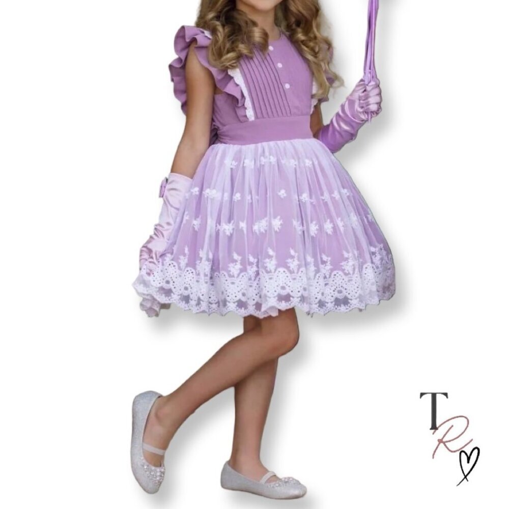 Makena Lane Norah Lace & Tulle Purple Easter Party Dress & Bloomers Set Size 6